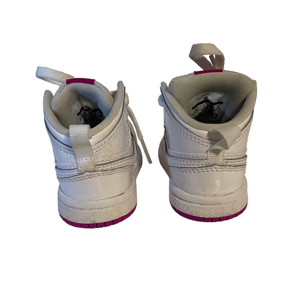 Nike Jordan Jumpman 1 Mid Rise Toddler Sneakers White & Fuschia Size 4 (Childs) - Picture 7 of 14